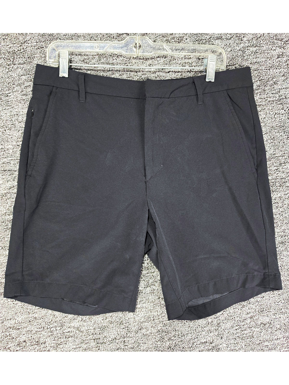 all in motion Chino Shorts Men Stretch Flat Front Black 8" Inseam Zip